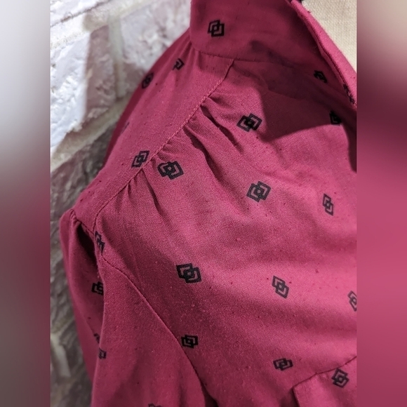 VINTAGE Shirtwaist Pin Up Day Dress Semi Sheer Rockabilly Button Up Collared S-L - Picture 6 of 15